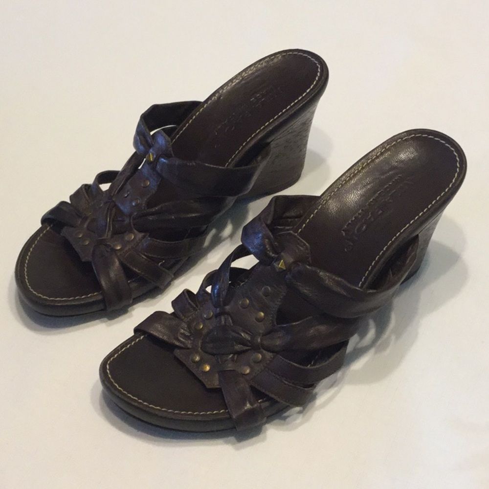 Mila Paoli Made In Italy Leather Wedge Sandals